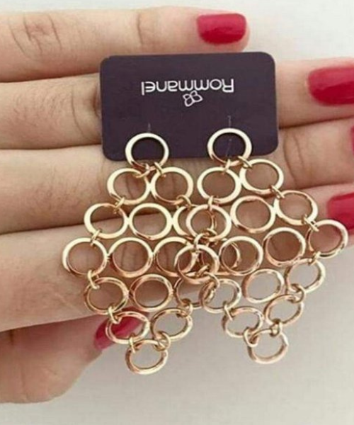 Brincos Rommanel Banhado a Ouro 18K Círculos Vazados